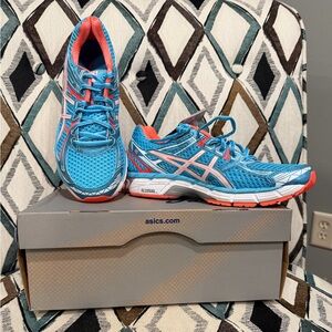 ASICS Women's Vibrant Blue and Coral Athletic Shoes